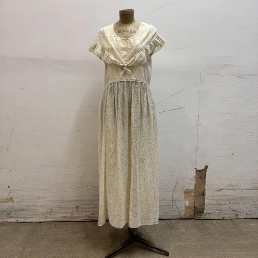 Vintage 30s 40s Edwardian Revival Antique Broadcloth Sailor Day Dress