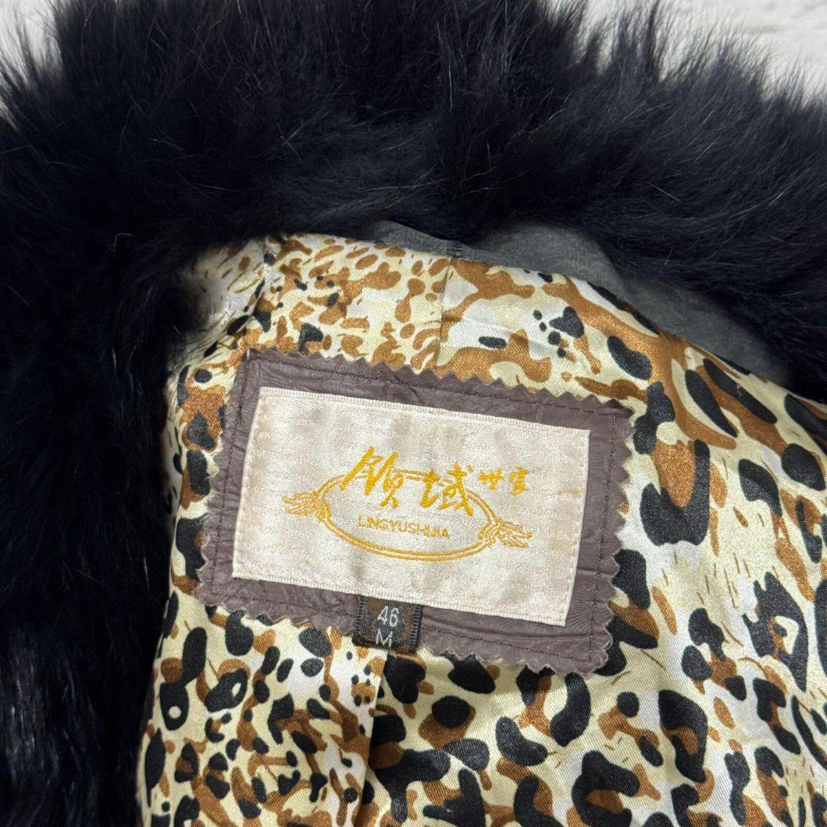 Vintage Y2K "Pierced" Black Rabbit & Fox Fur Bomber
