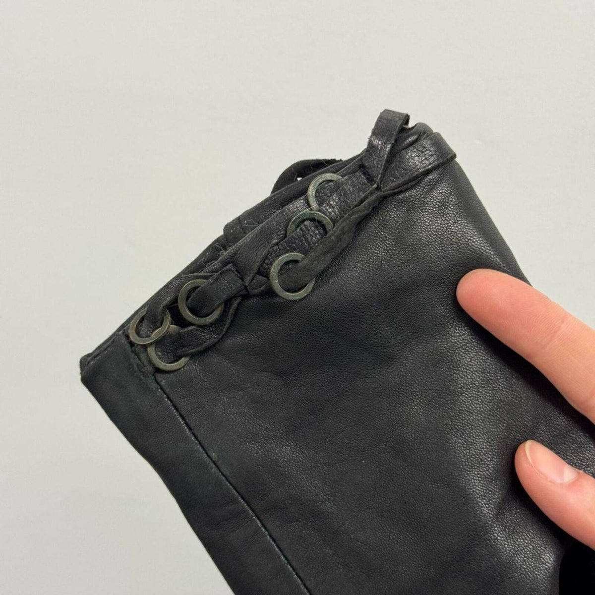 Vintage Black Grommet Detail Military Steampunk Leather Jacket