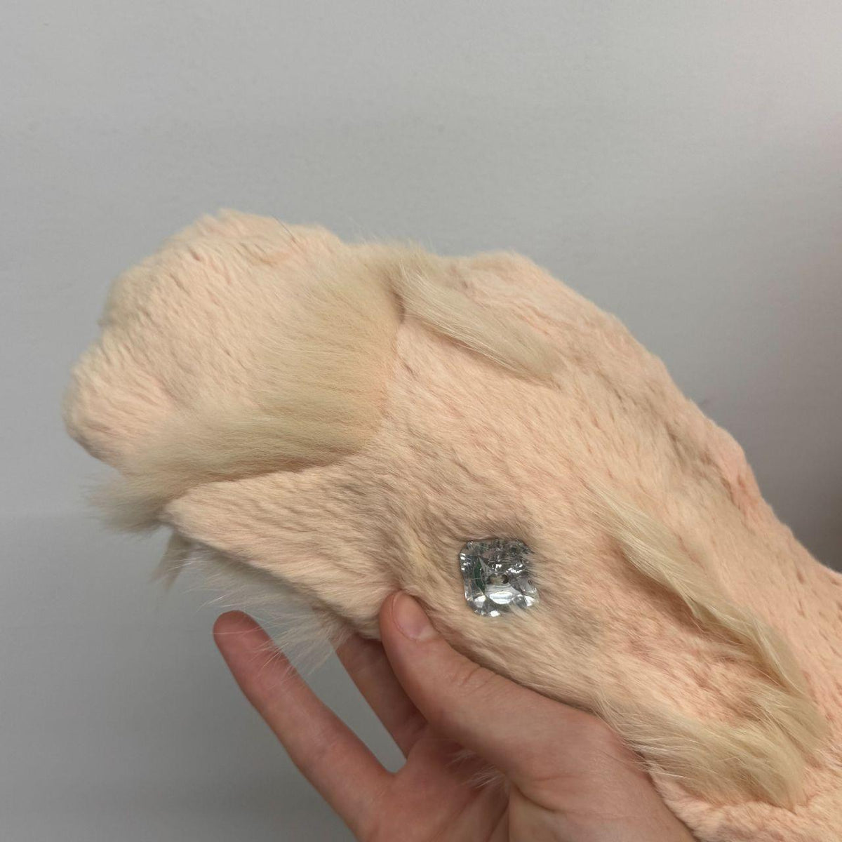 Vintage Y2K Baby Pink Pastel Rabbit & Fox Fur Jacket Coat w Rhinestones
