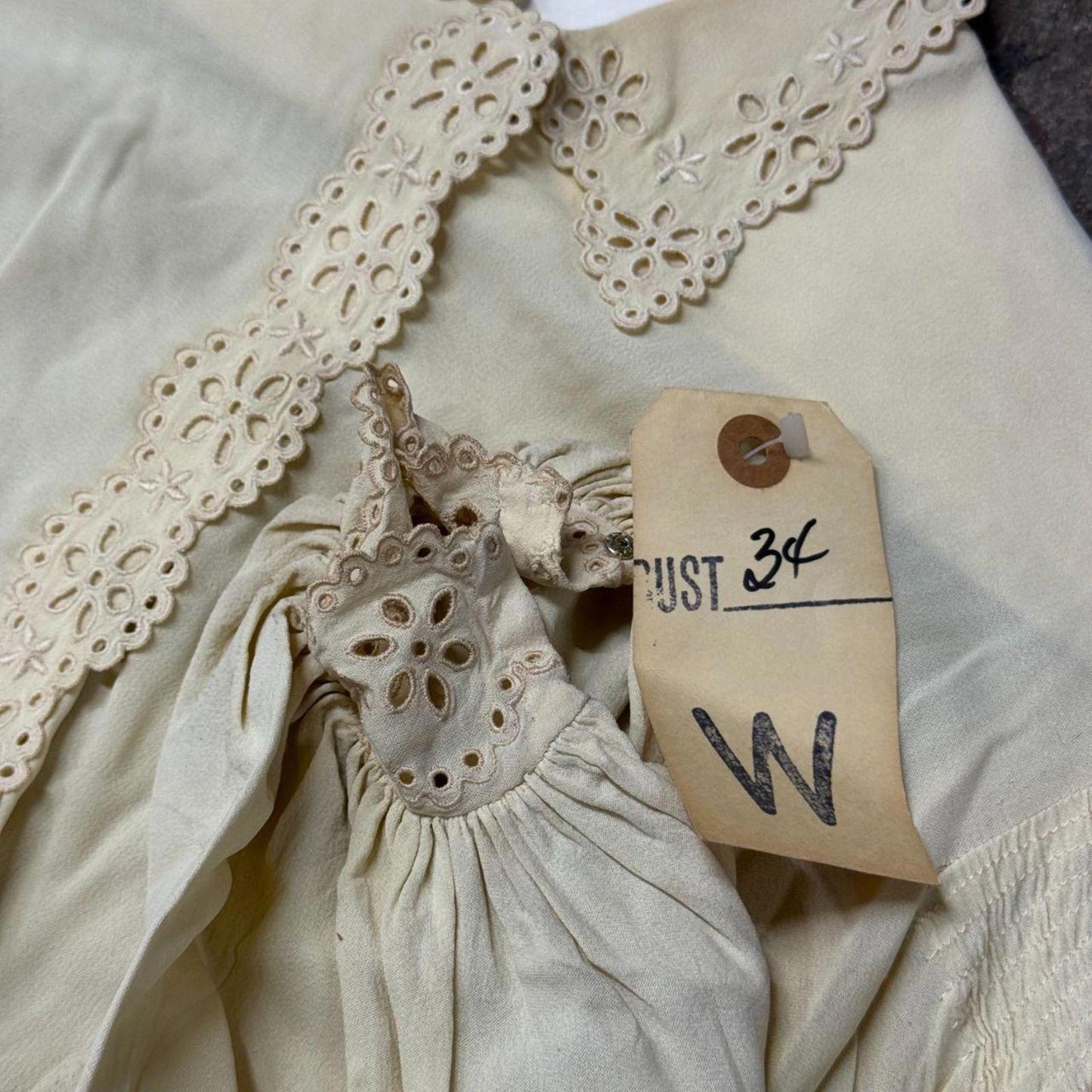 Vintage Film Costume 40s 50s Does Edwardian Antique Style Cream Blouse XS/S