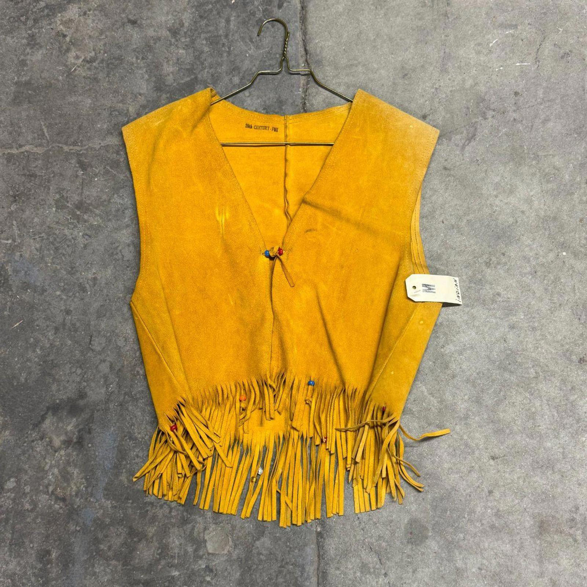 Vintage 60s 70s Fringed Suede Western Vest Gold Film Costume