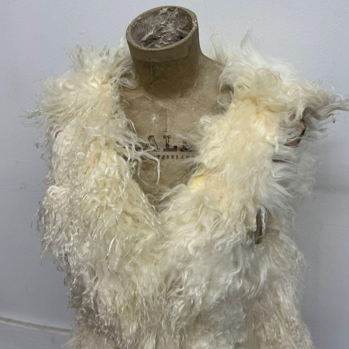 Vintage White Mongolian Lamb Cropped Vest