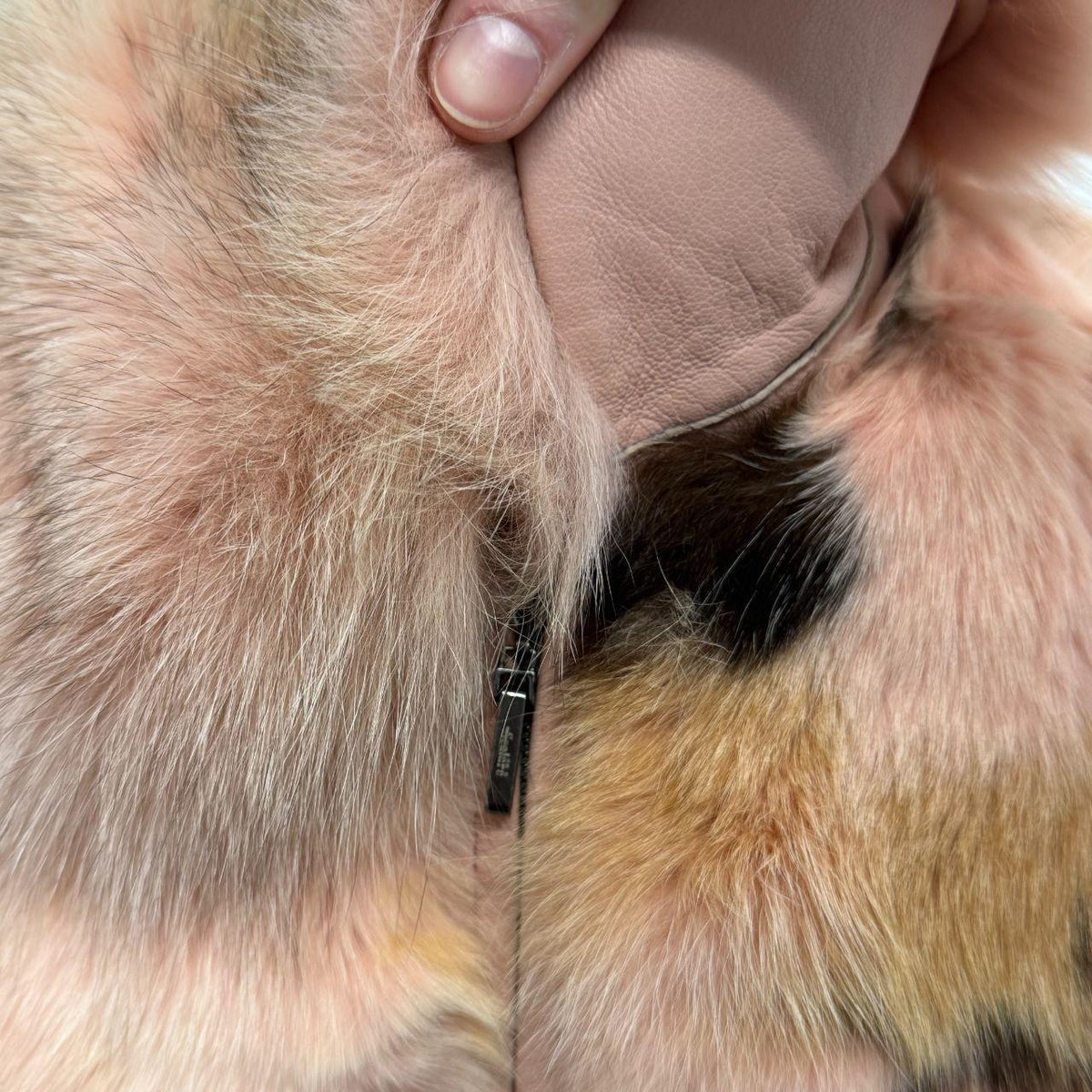 Vintage Y2K Pink Rabbit Fur & Fox Fur Bomber Jacket Coat