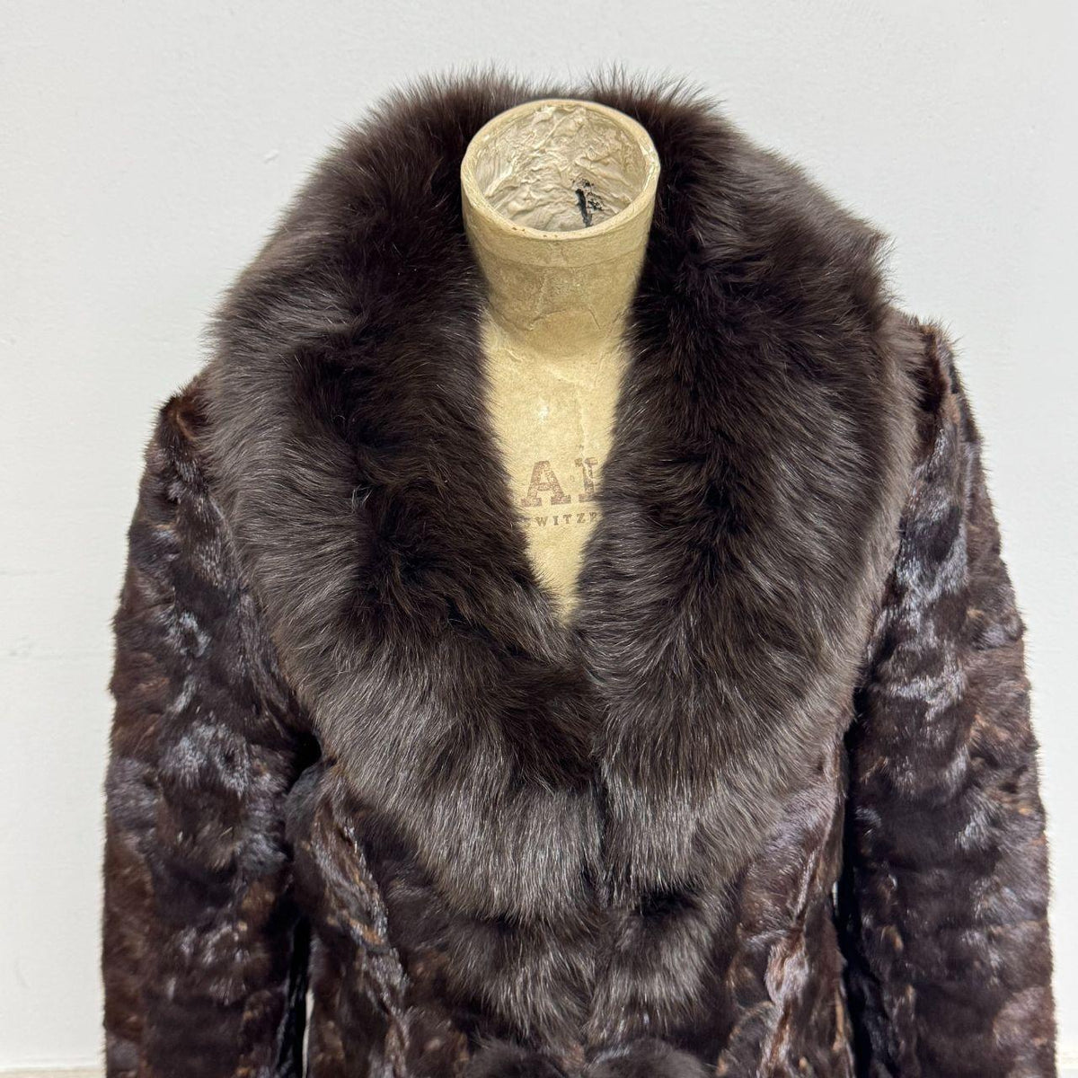 Vintage Y2K Brown Rabbit & Fox Fur Afghan Penny Lane Jacket Coat