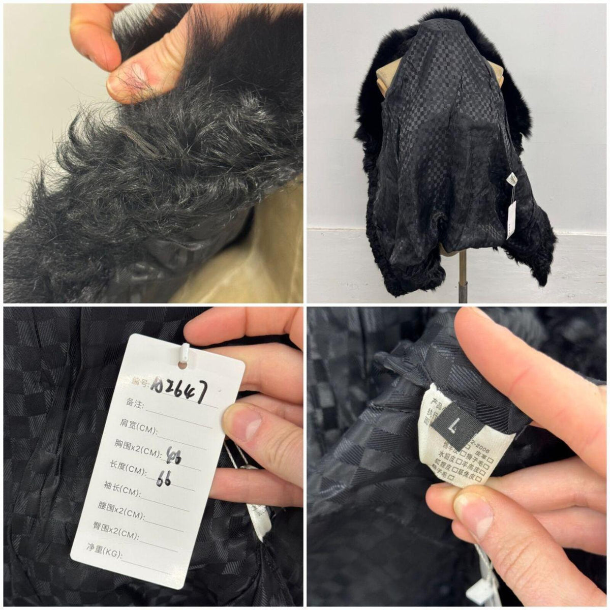 Vintage Black Fox Fur Leather & Curly Wool Vest