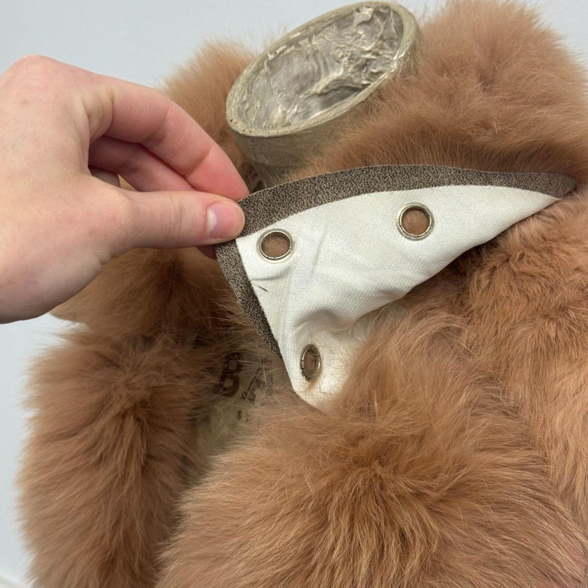 Vintage Camel Mixed Fox & Rabbit Fur Double-Breasted Vest