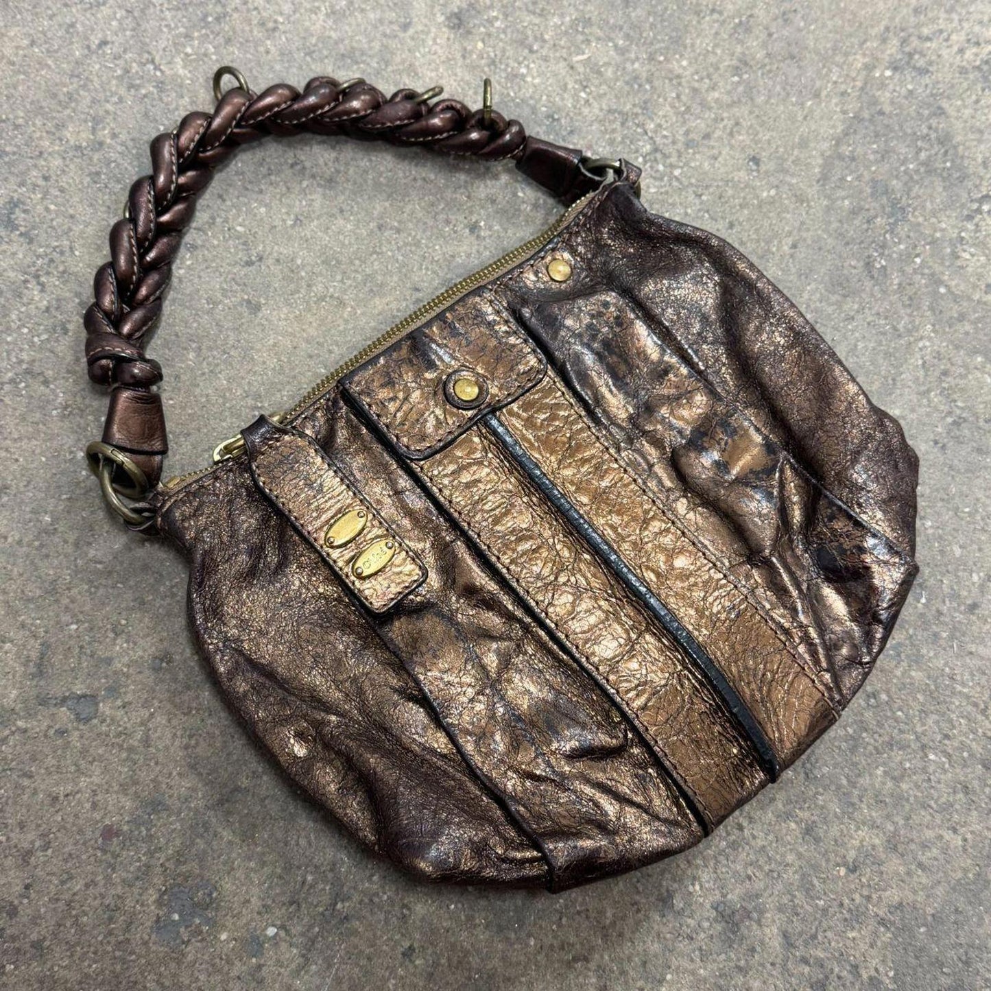 RARE Vintage Chloé Leather Bag - Metallic Bronze Y2K
