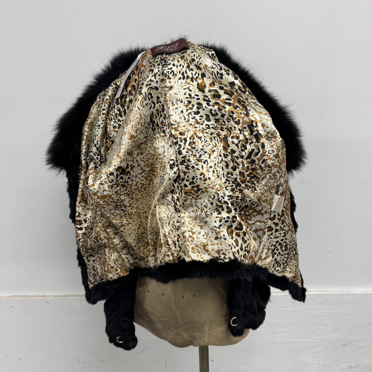 Vintage Y2K Black Rabbit & Fox Fur Pierced Jacket Coat