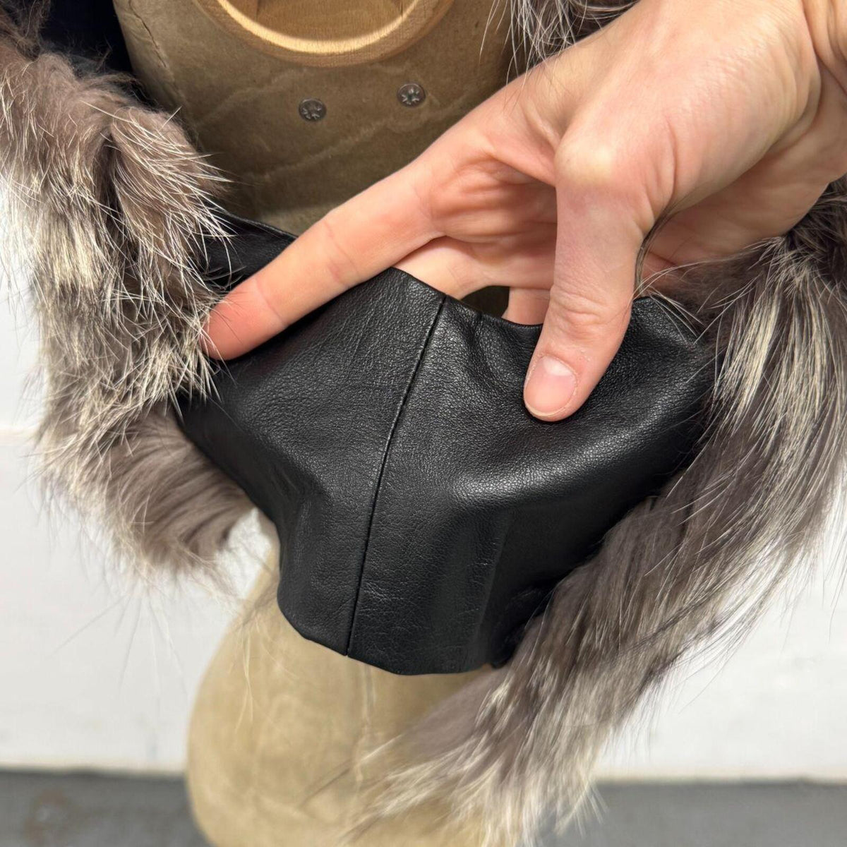 Vintage Y2K Silver Fox & Leather Gilet