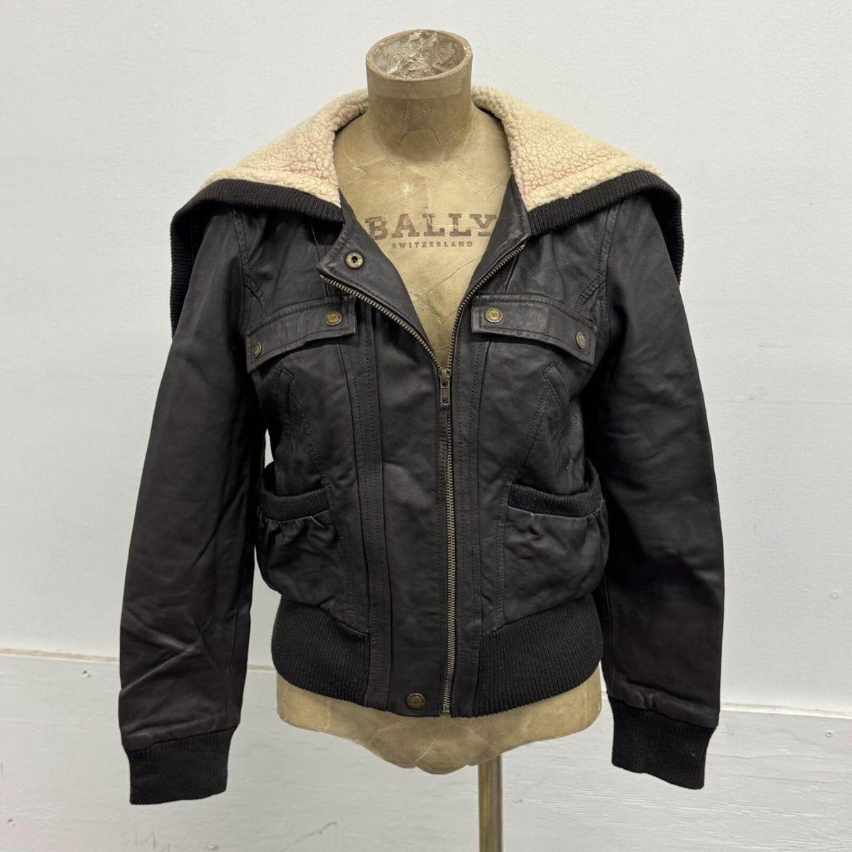 Vintage Brown Split Hood Aviator Lamb Nappa Leather Jacket Azona AO2