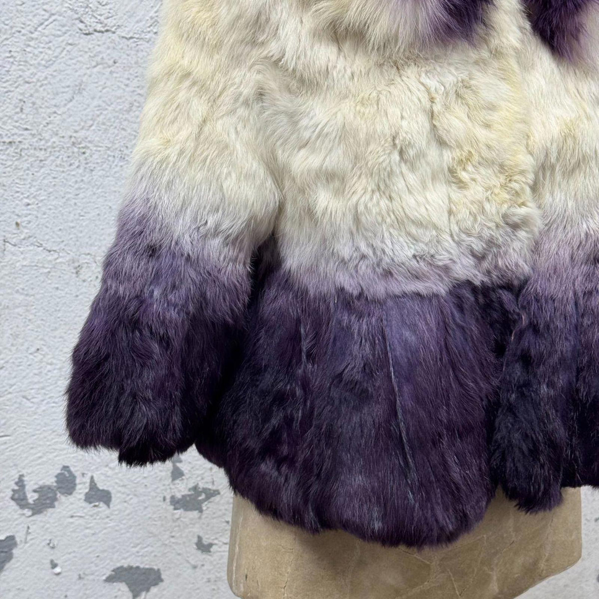 Vintage Archival Y2K Ombré Rabbit & Fox Fur Crop Jacket Coat