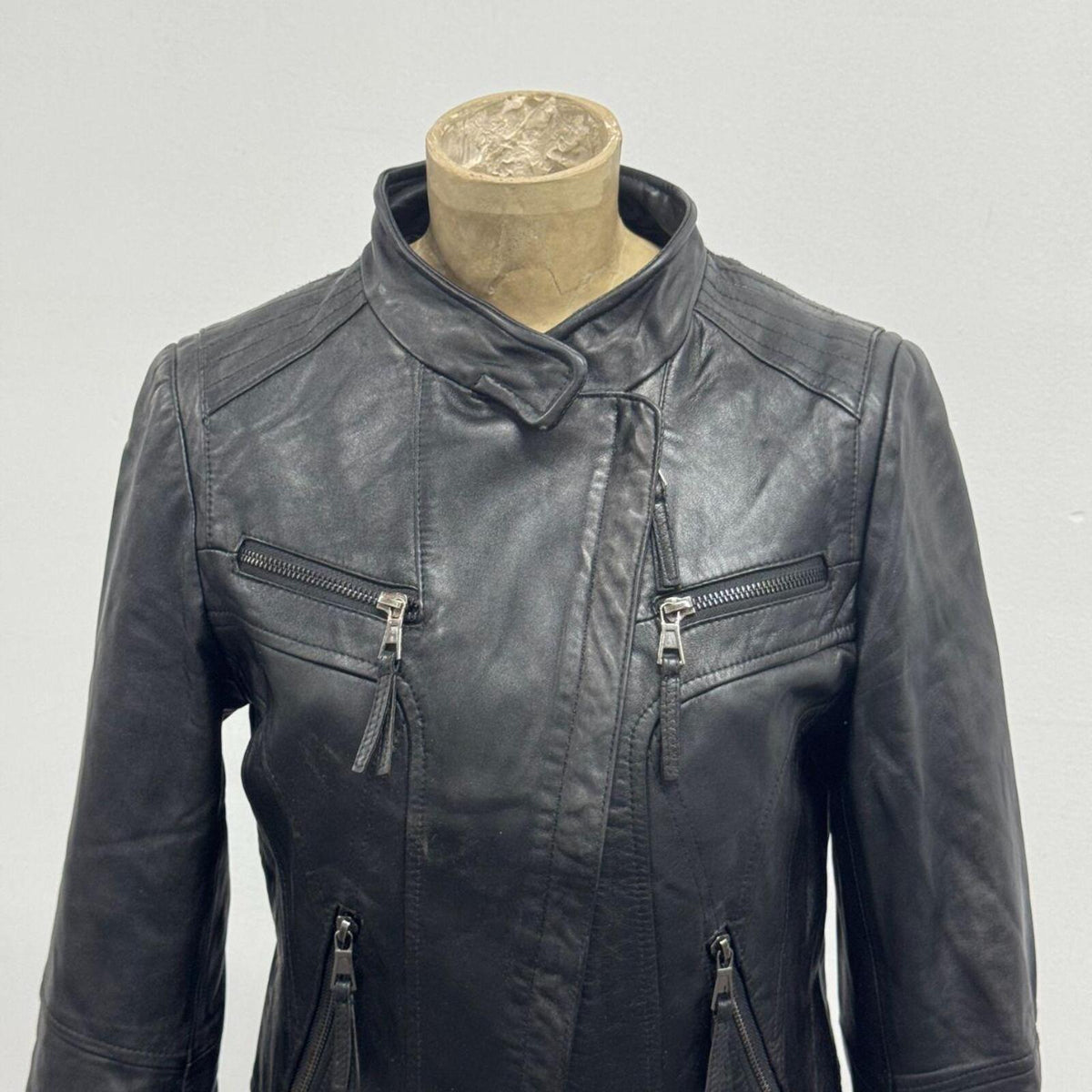Vintage Black Lambskin Leather Moto Jacket