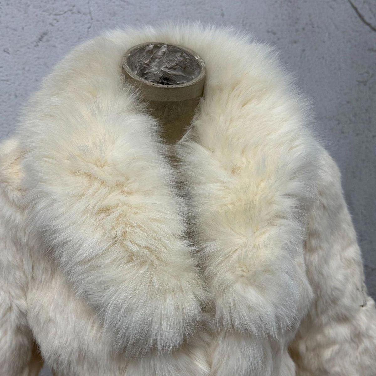 Vintage Y2K Cream Rabbit & Fox Fur Coat