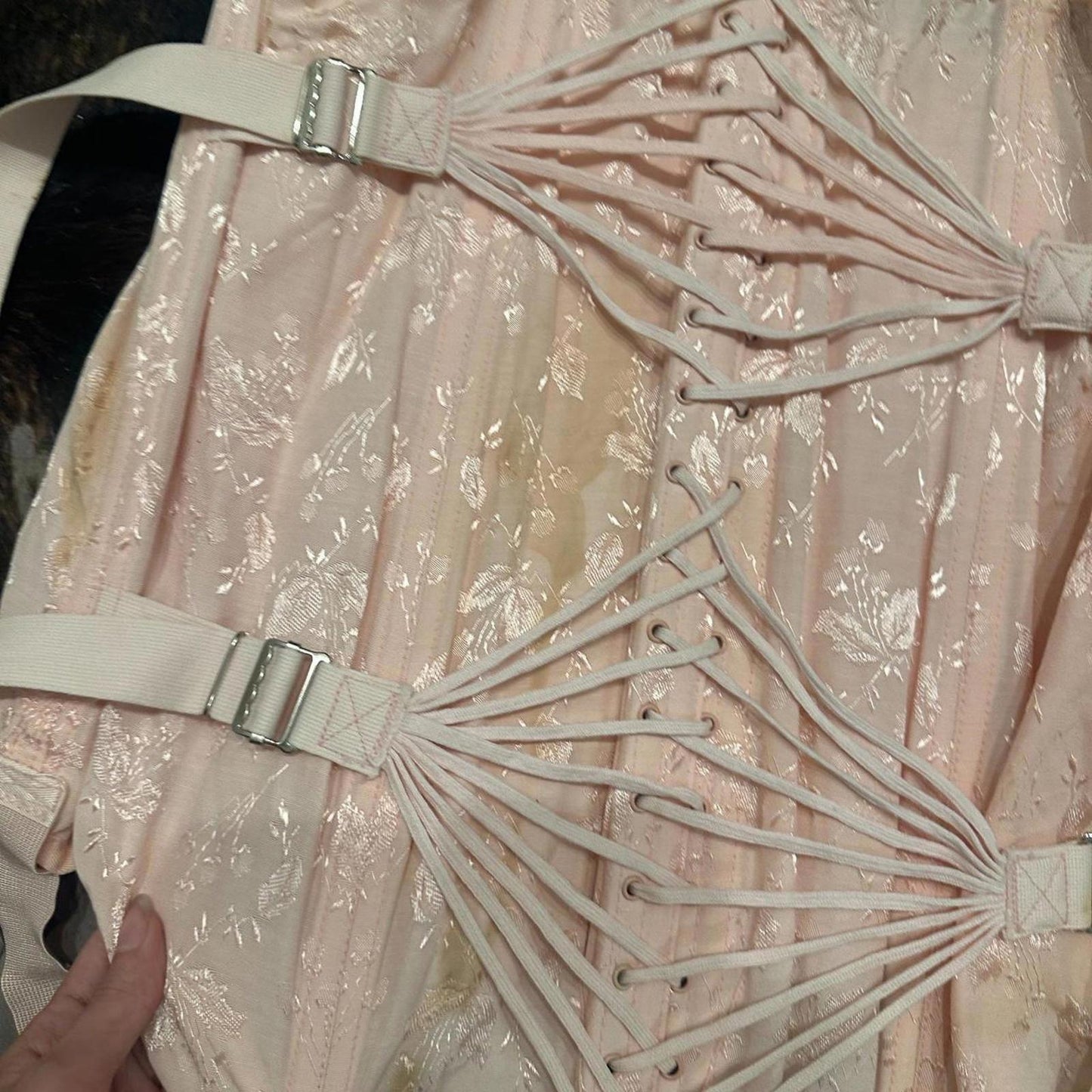 True Vintage 1950s 50s Fan Lace Hip Girdle Garter Skirt