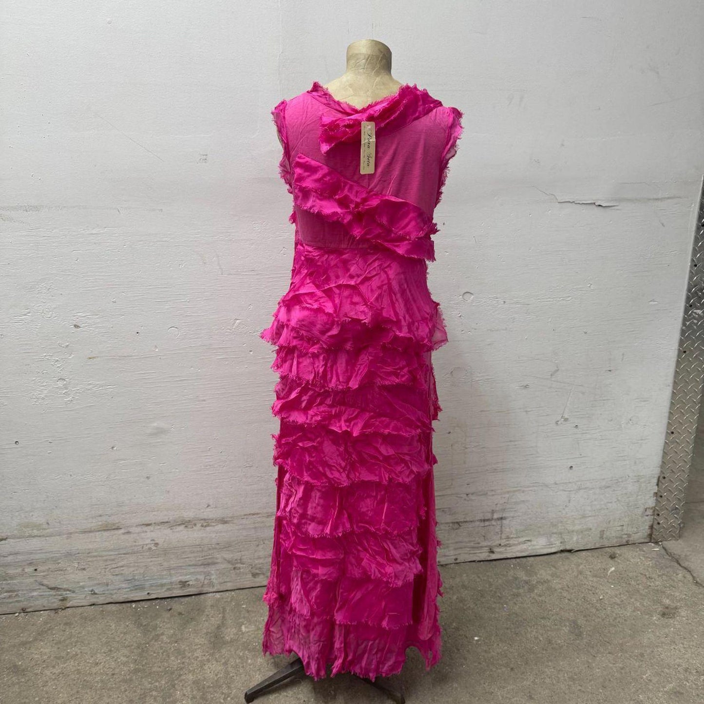 Vintage Pura Seta Y2K Pink Ruffled Silk 2-Piece Set S/M