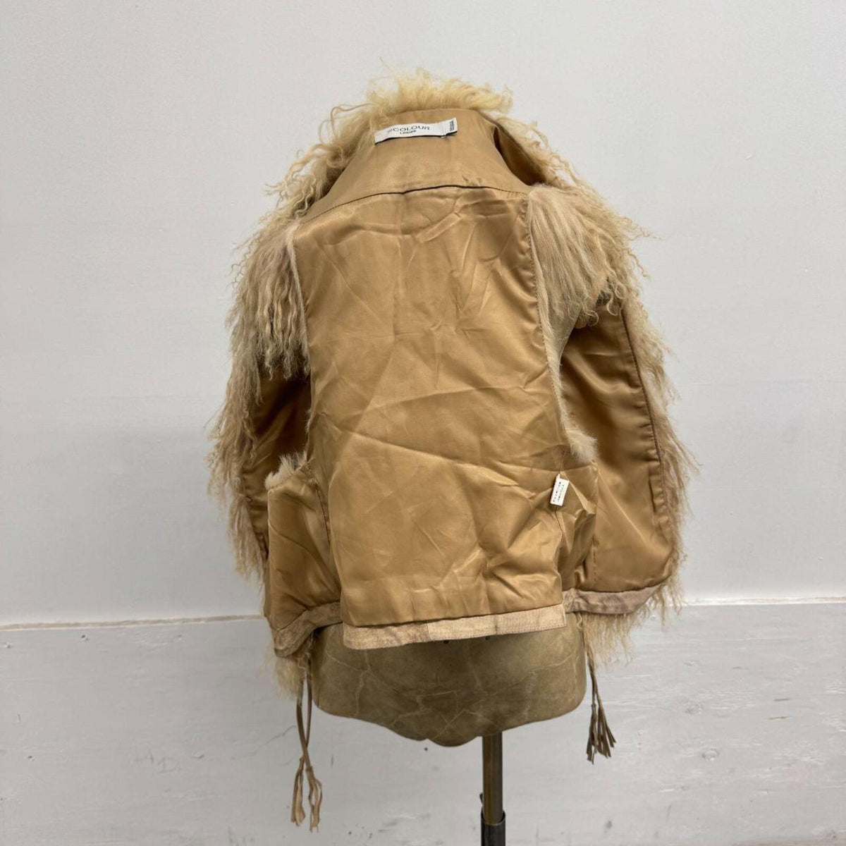 Vintage Deadstock Beige Brown Y2K Mongolian Lamb & Rabbit Fur Vest