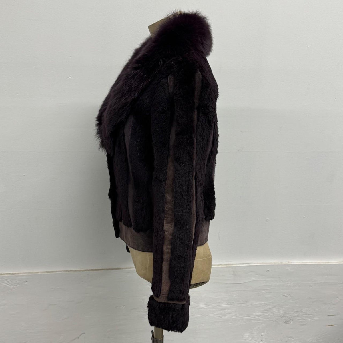 Vintage Y2K Purple-Brown Rabbit & Fox Fur Jacket Coat