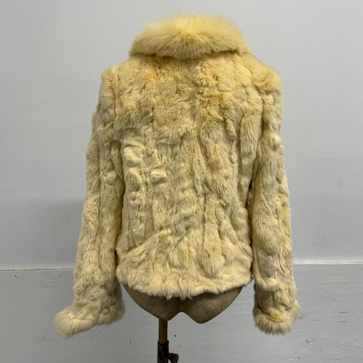 Vintage Y2K Cream Rabbit & Fox Fur Jacket Coat