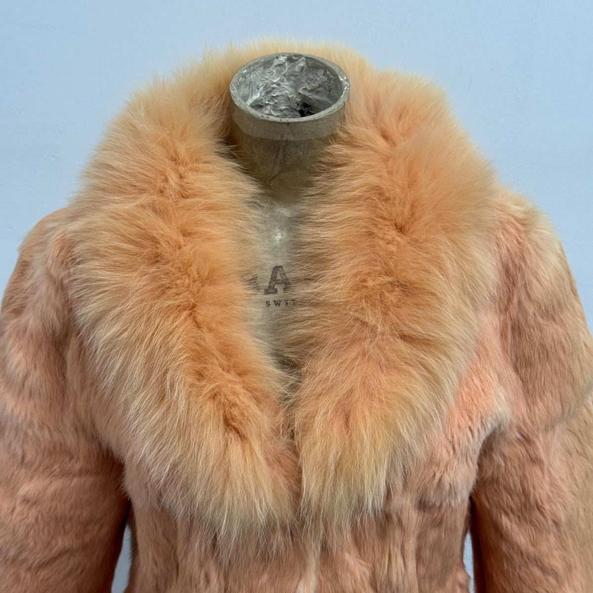 Vintage Y2K Orange Tan Rabbit & Fox Fur Jacket Coat
