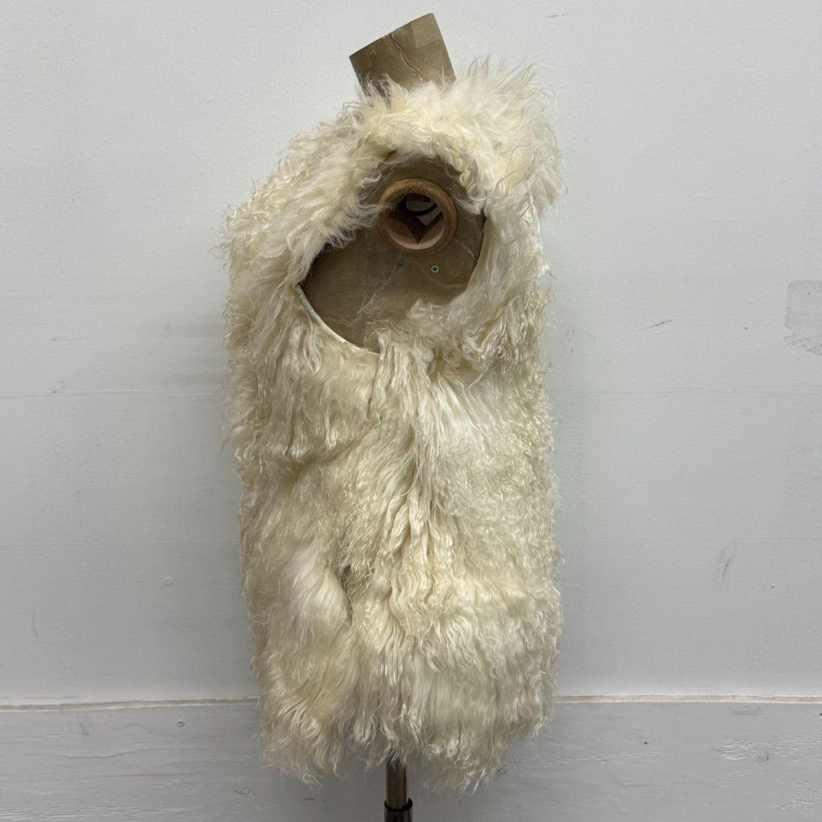 Vintage White Mongolian Lamb Cropped Vest