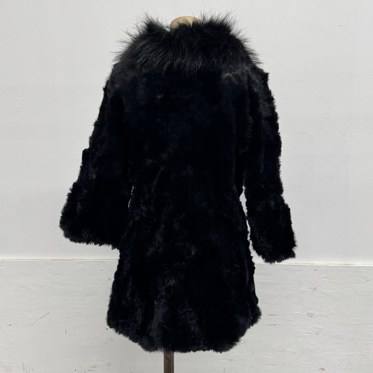 Vintage Y2K Black Rabbit & Fox Fur Jacket Coat