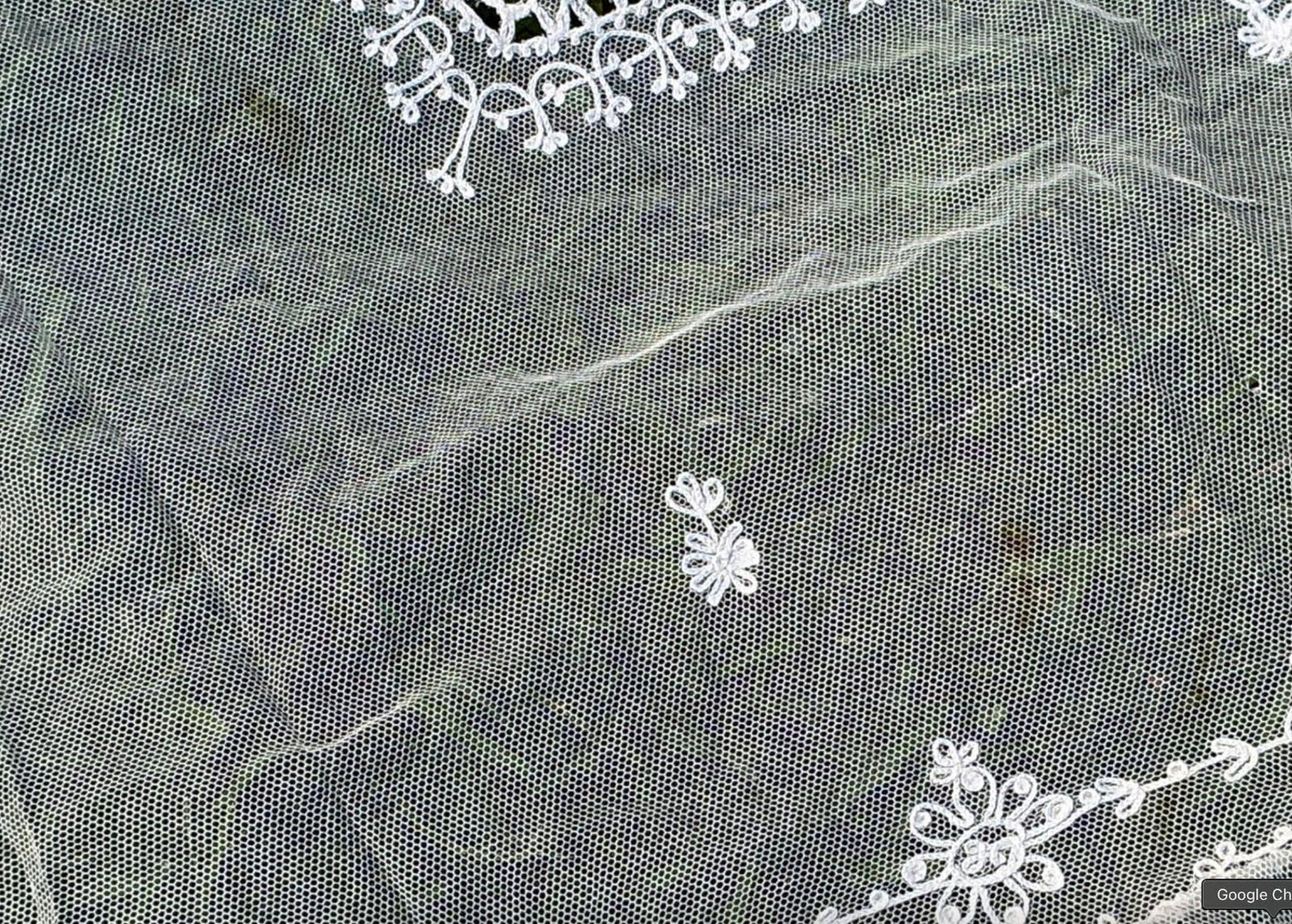 Antique Embroidered Tambour Net Lace Bedspread Edwardian