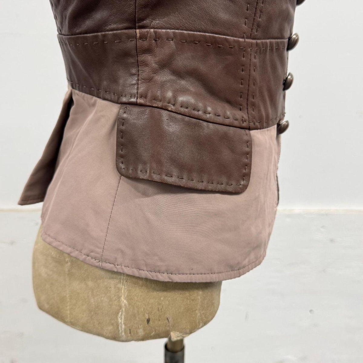Vintage Brown Military Marching Band Napoleon Style Leather Jacket Etam