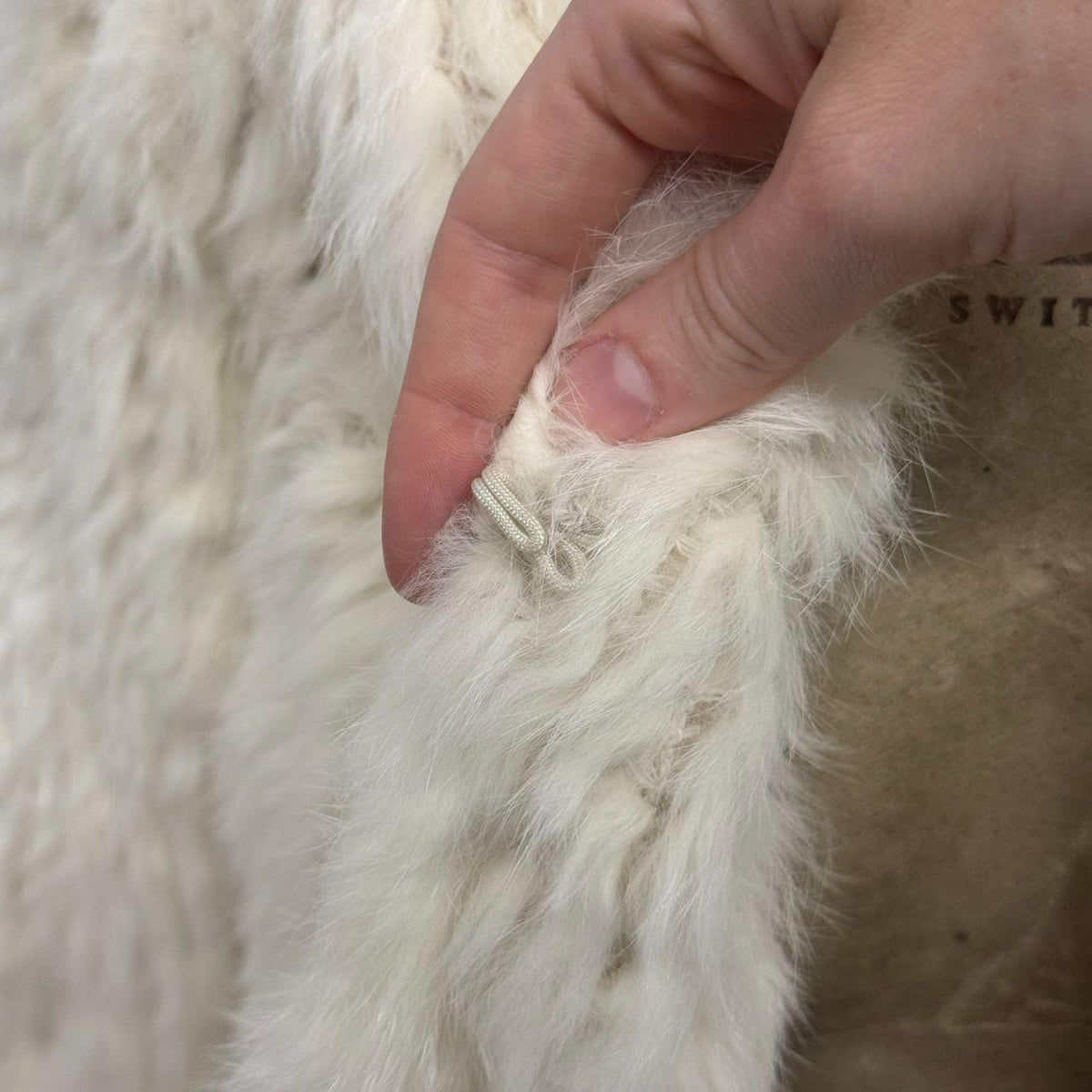 Vintage Y2K White Knit Rabbit Fur Hooded Jacket Coat SUPER SOFT