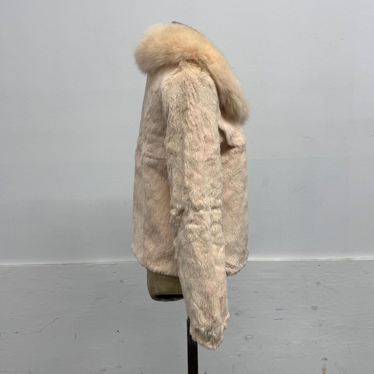 Vintage Y2K Pastel Pink Rabbit & Fox Fur Jacket Coat