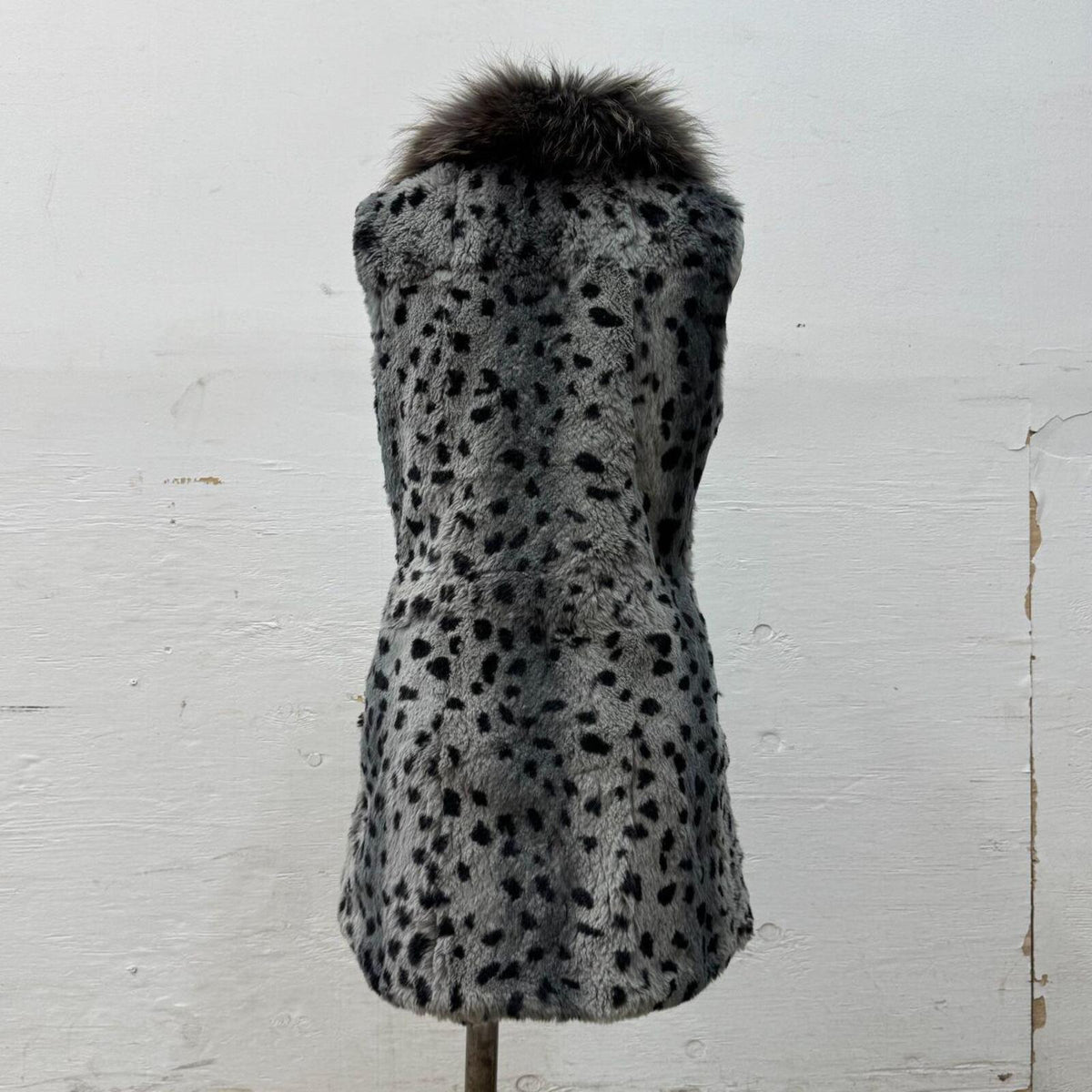 Vintage Y2K Stenciled Rabbit & Raccoon Fur Vest