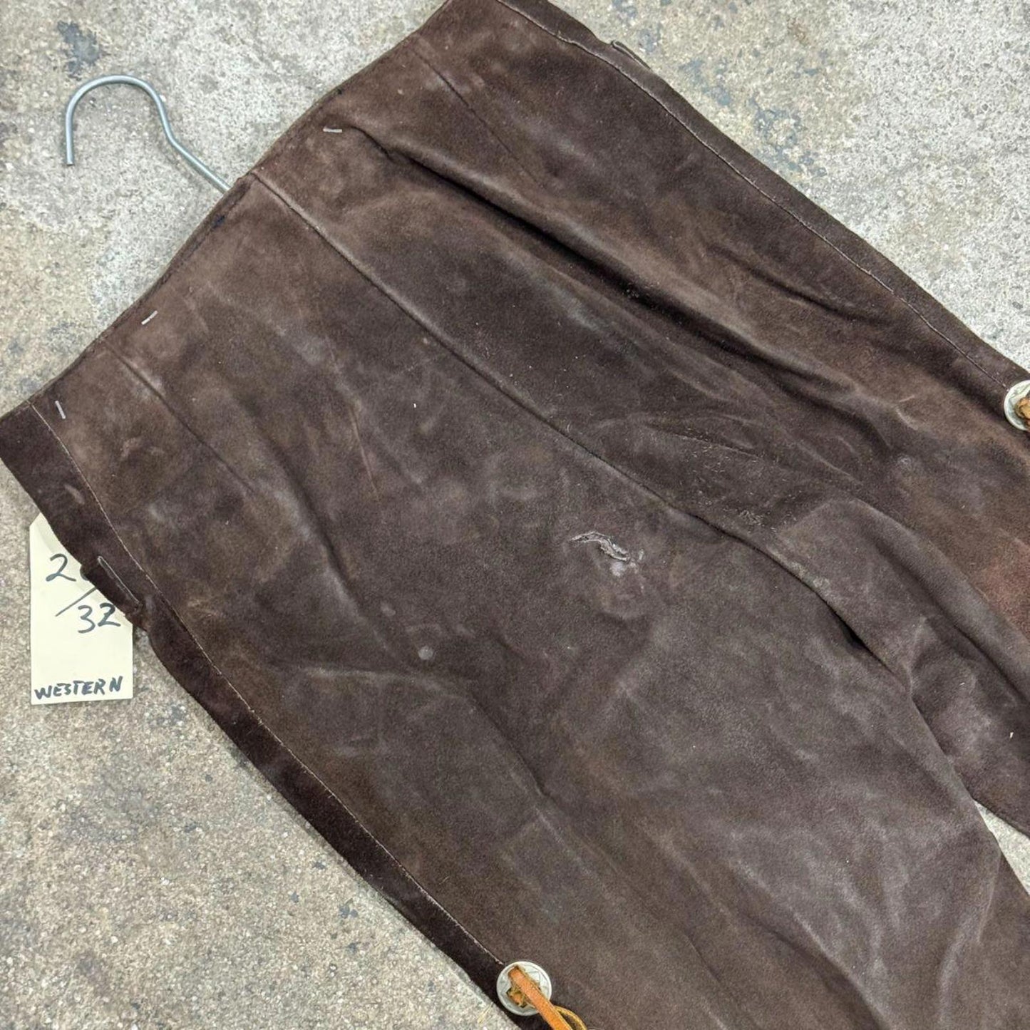 Vintage 40s 50s Brown Suede Western Leather Fringe Trousers