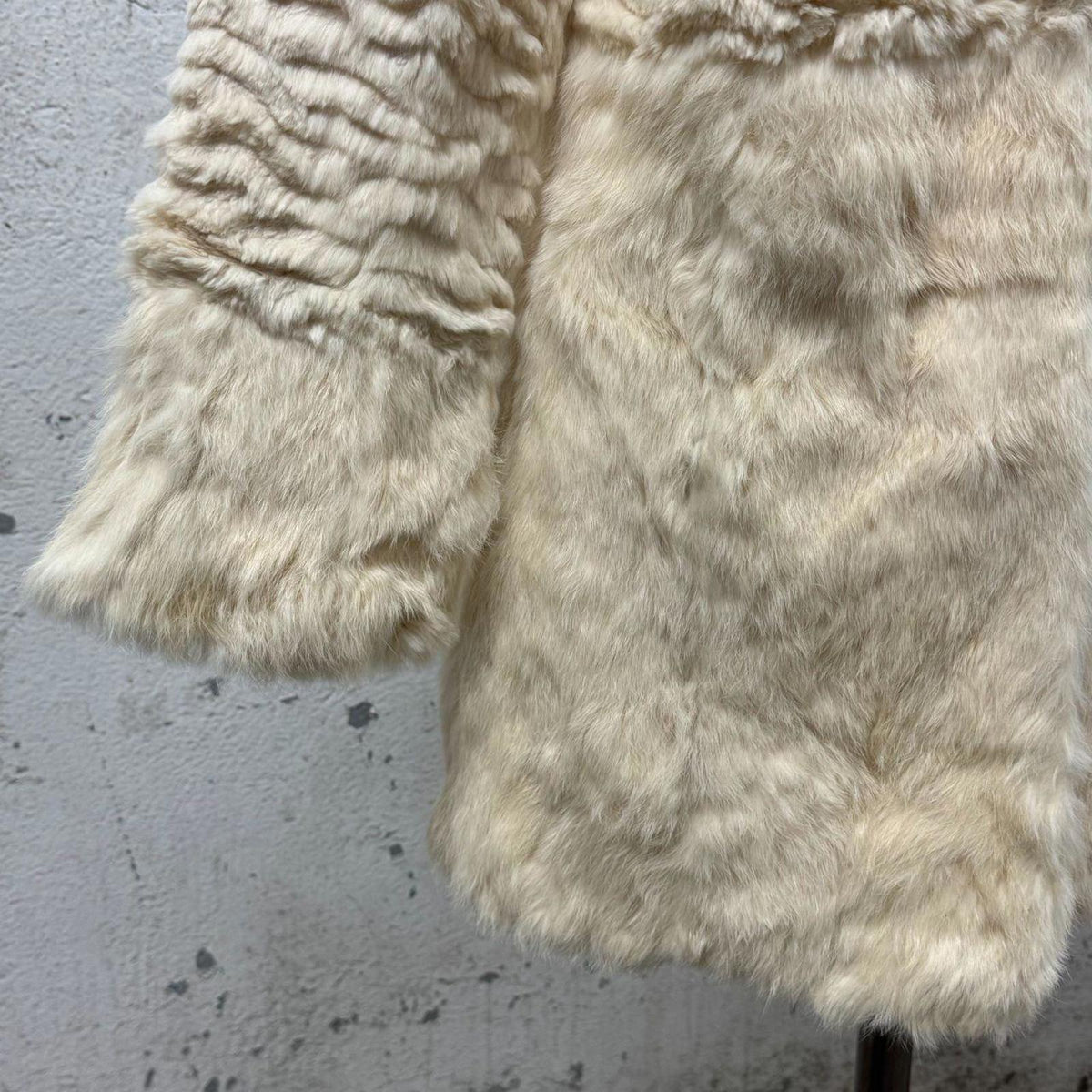 Vintage Y2K Cream Rabbit & Fox Fur Coat