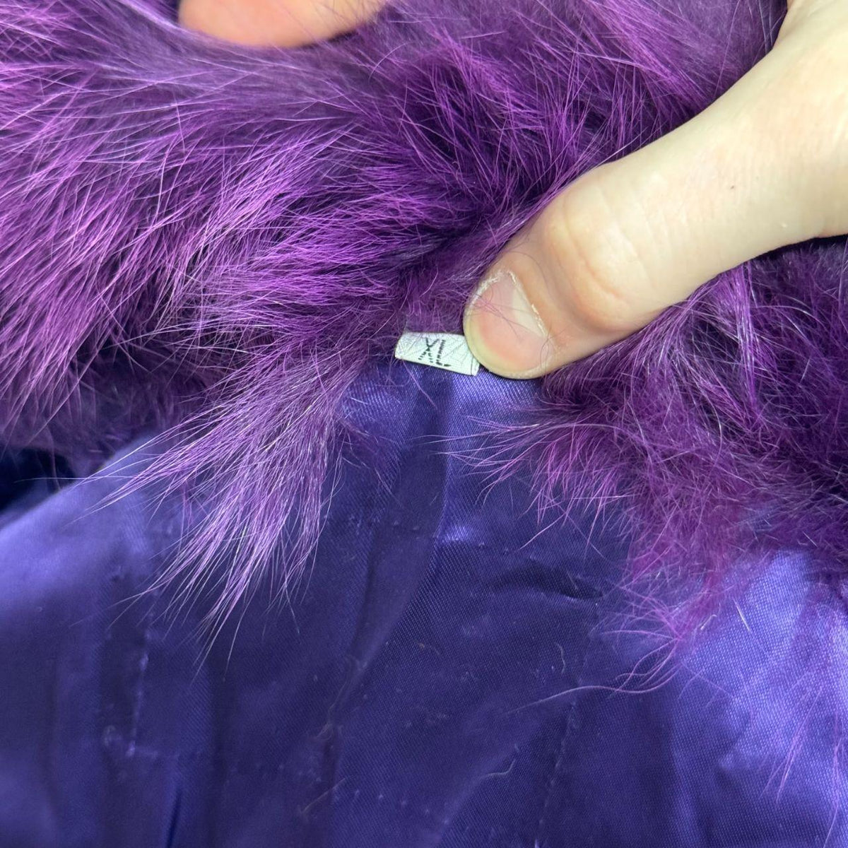 Vintage Y2K Purple Rabbit & Fox Fur Jacket Coat