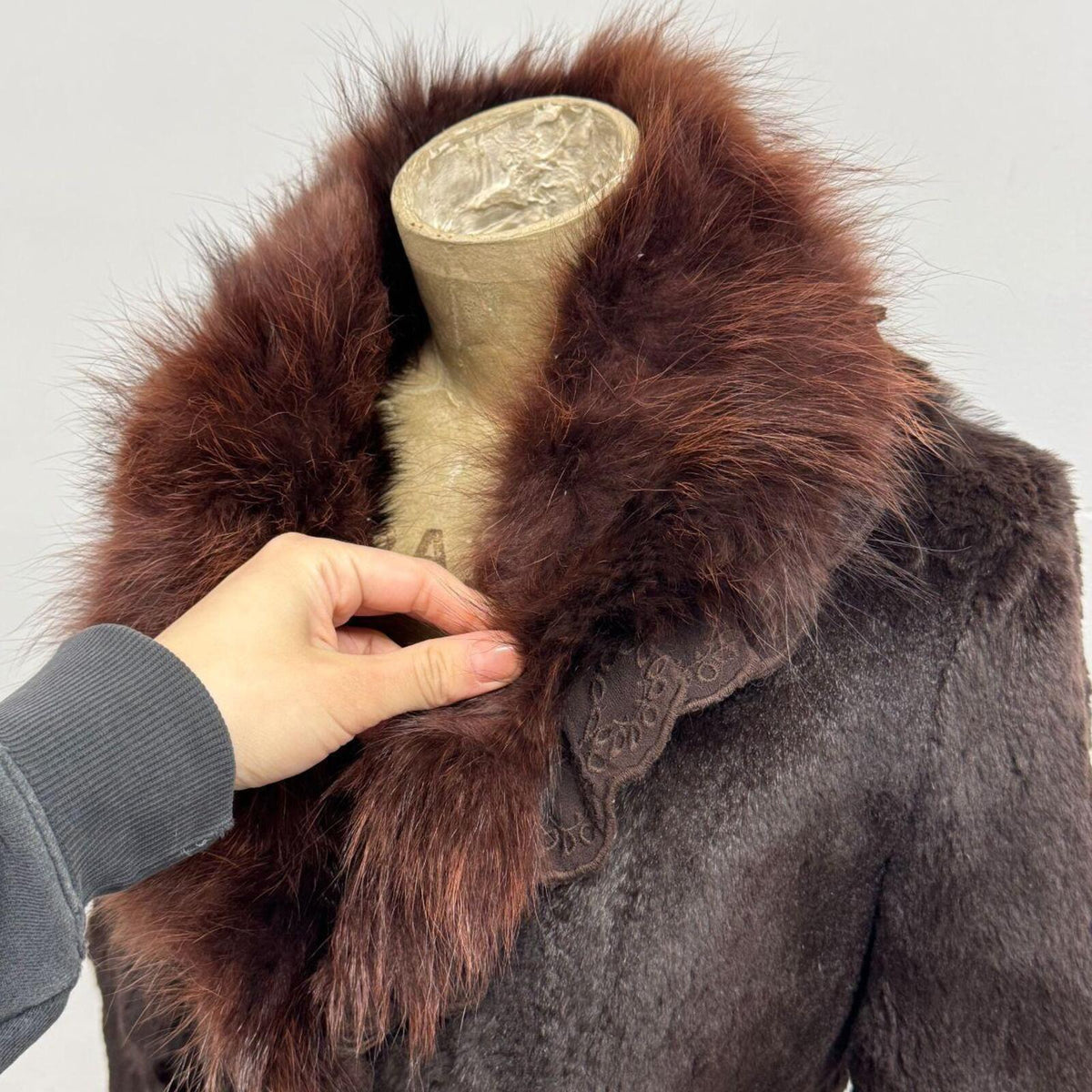 Vintage Y2K Cropped Espresso Brown Rabbit & Fox Fur Bolero