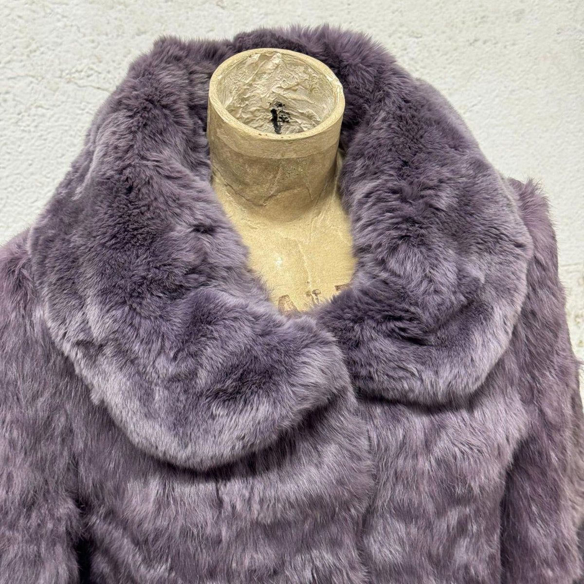 Vintage Y2K Lavender Purple Rabbit Fur Cropped Princess Jacket Coat