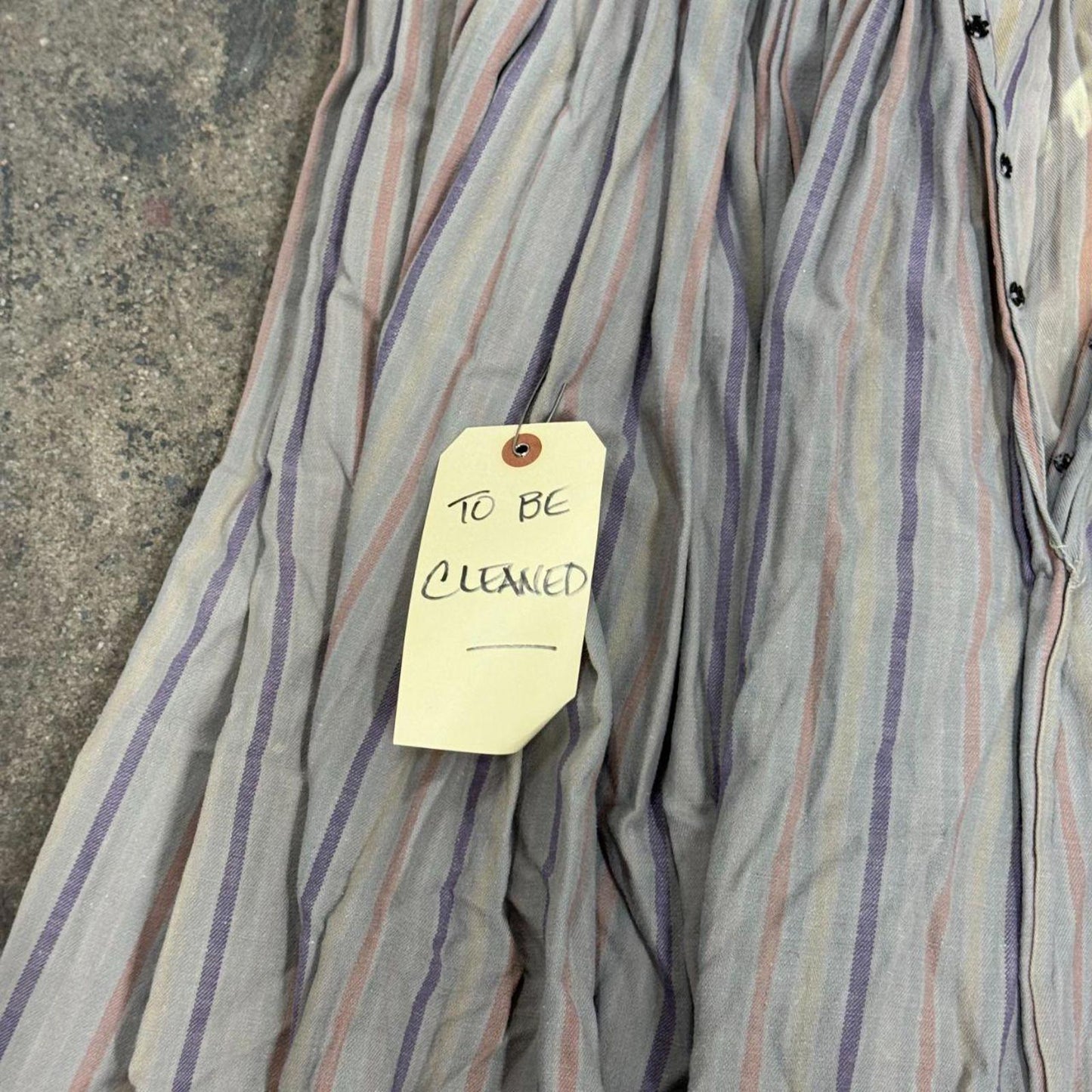 Vintage 40s does 1800s Edwardian Blue & Red Striped Cotton Prairie Maxi Skirt