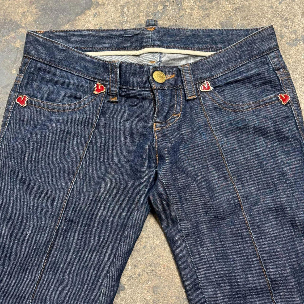Y2K Vintage Dsquared2 Squirrel Low-Rise Dark Wash Flare Jeans