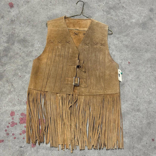 Vintage 60s 70s Suede Buckskin Western Film Costume Vest