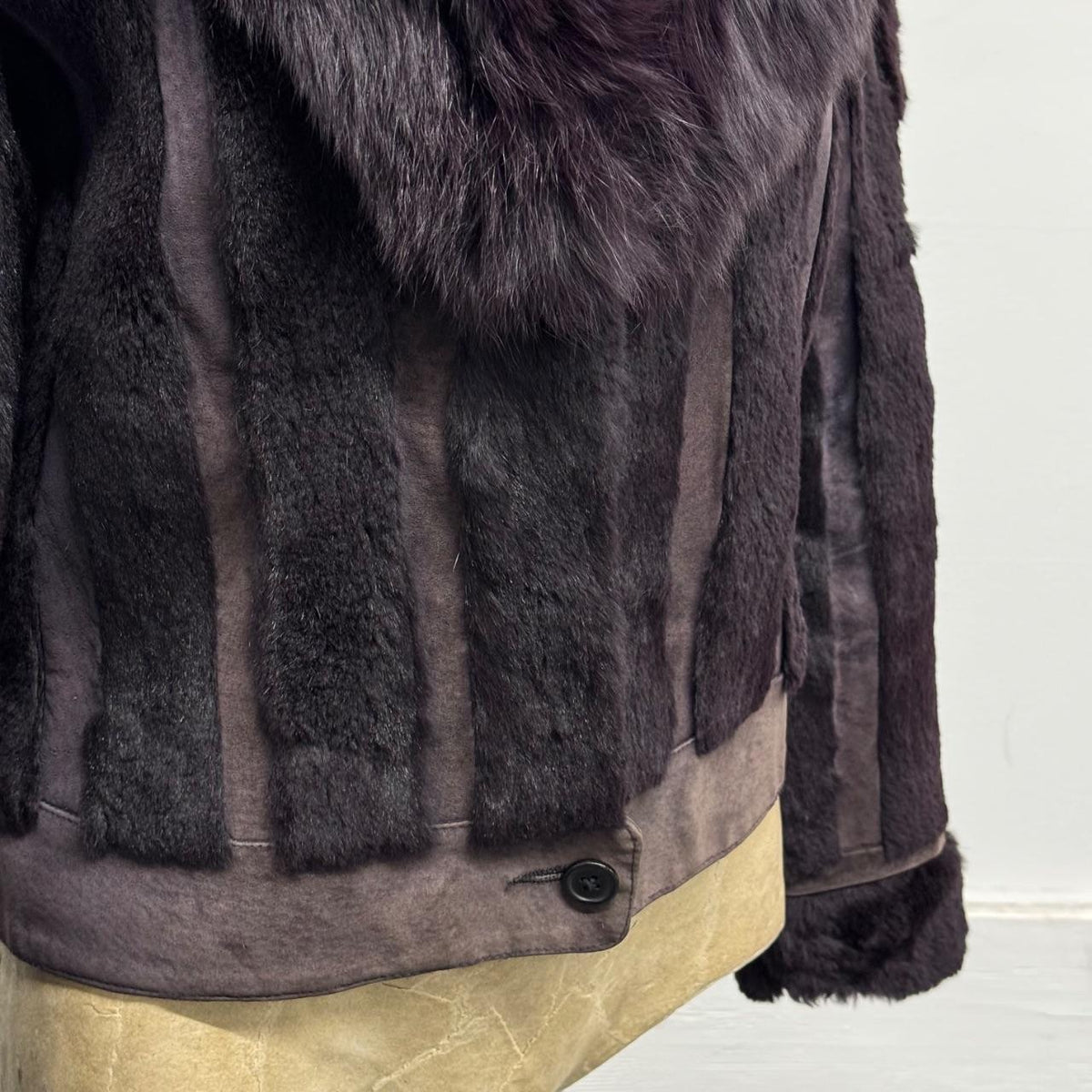 Vintage Y2K Purple-Brown Rabbit & Fox Fur Jacket Coat