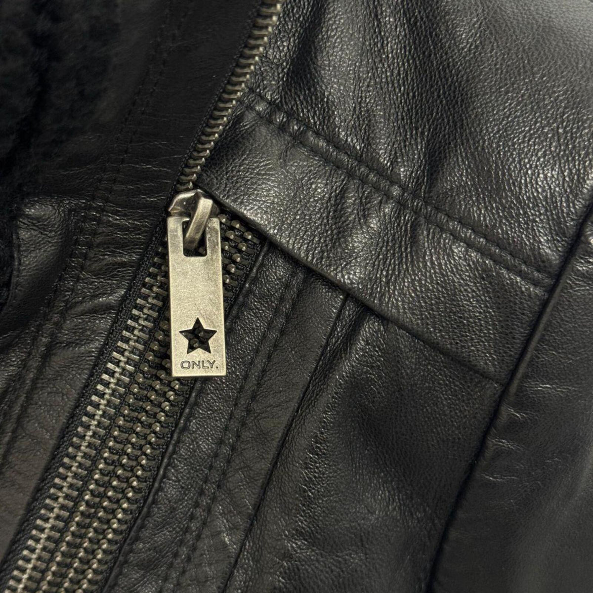 Vintage Black Funnel Neck Knit Collar Avant Garde Leather Jacket