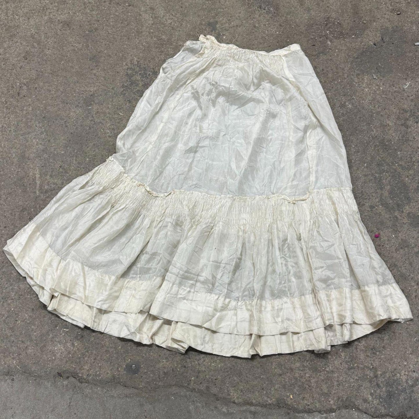 Antique Edwardian Silk Petticoat Slip Skirt XS