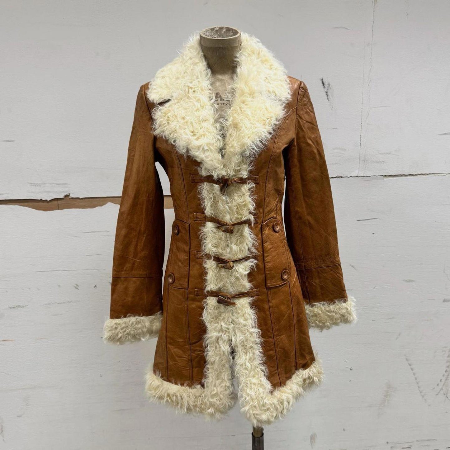 Vintage Y2K Penny Lane Afghan Genuine Leather & Shearling Coat