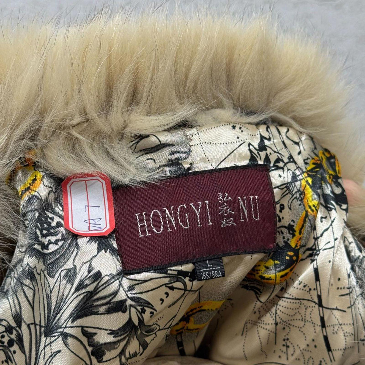 Vintage Y2K Striped Rabbit Fur & Suede Jacket Fox Collar Coat