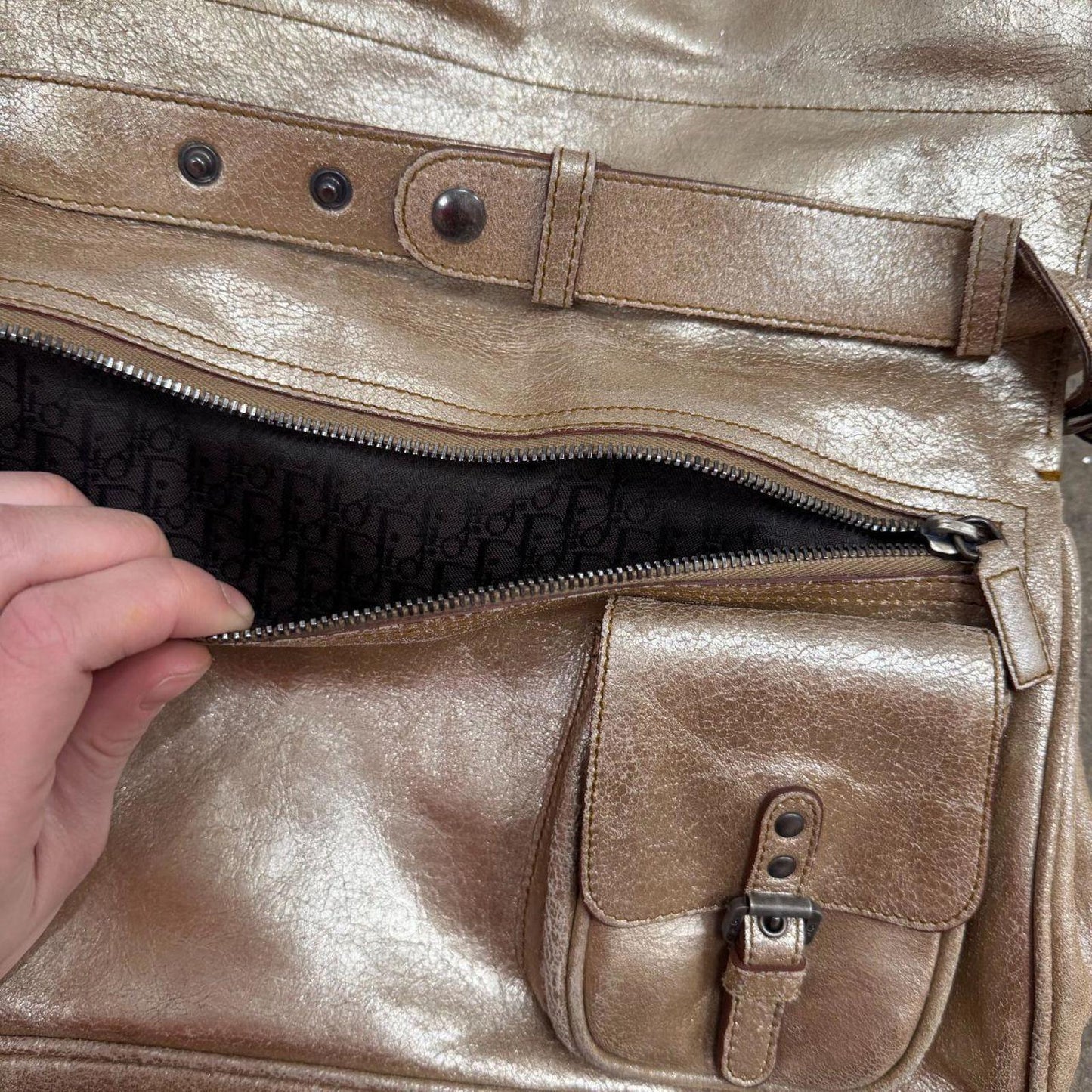 Vintage Dior Metallic Gaucho Saddle Bag Galliano SS06