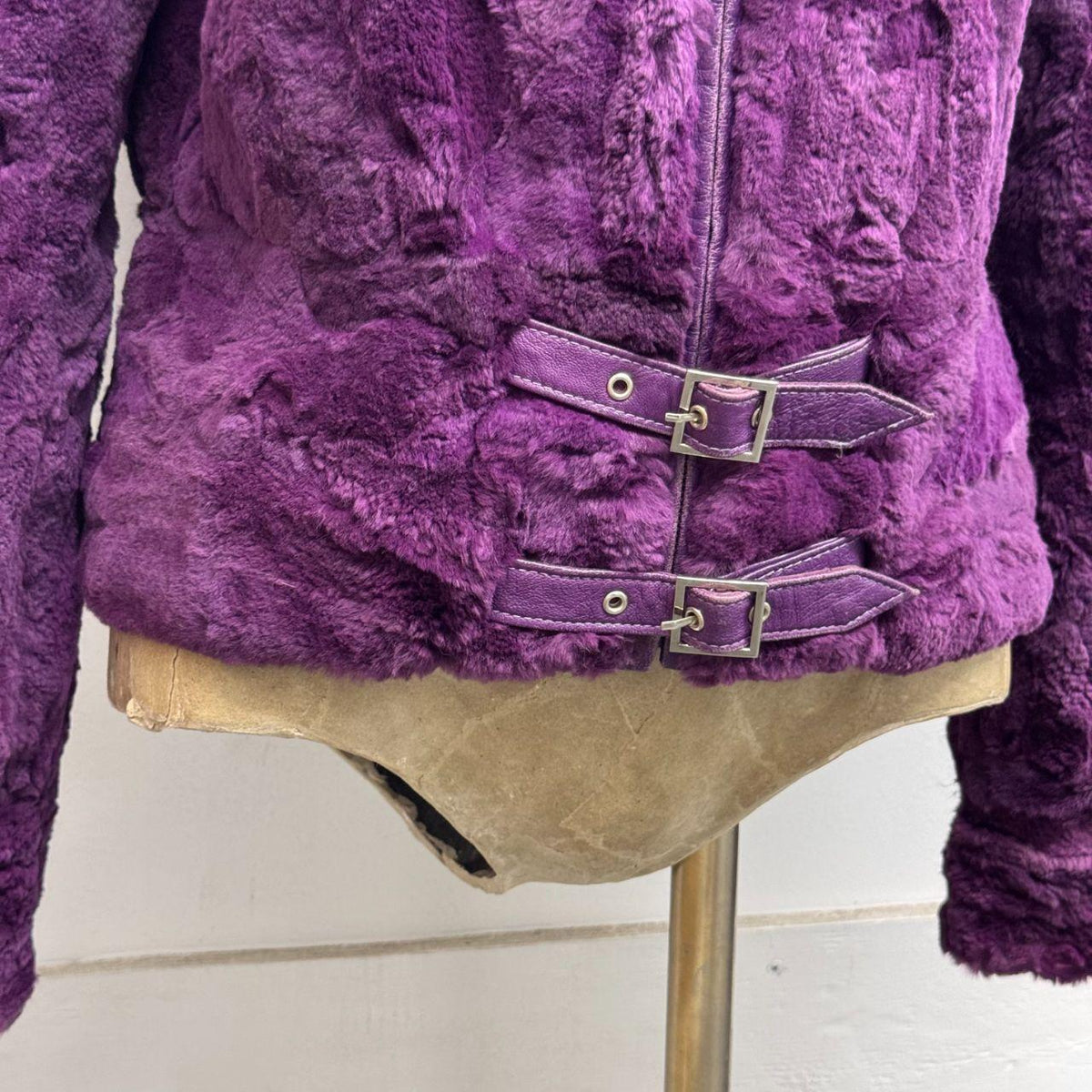 Vintage Y2K Purple Rabbit & Fox Fur Jacket Coat