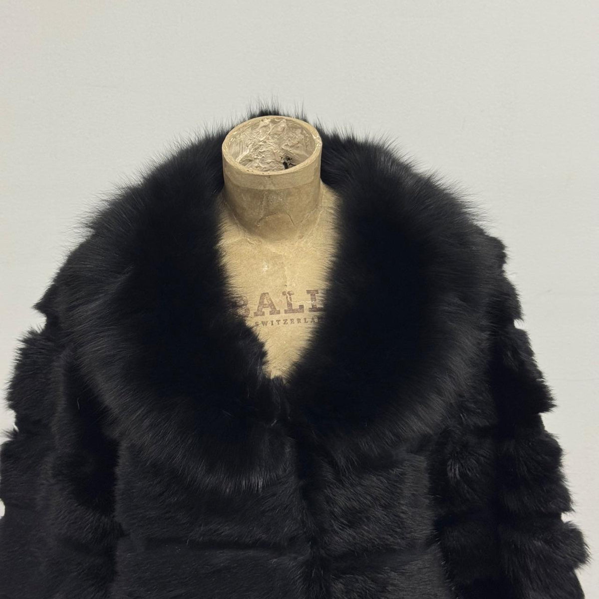 Vintage Y2K Black Rabbit & Fox Fur Jacket Coat