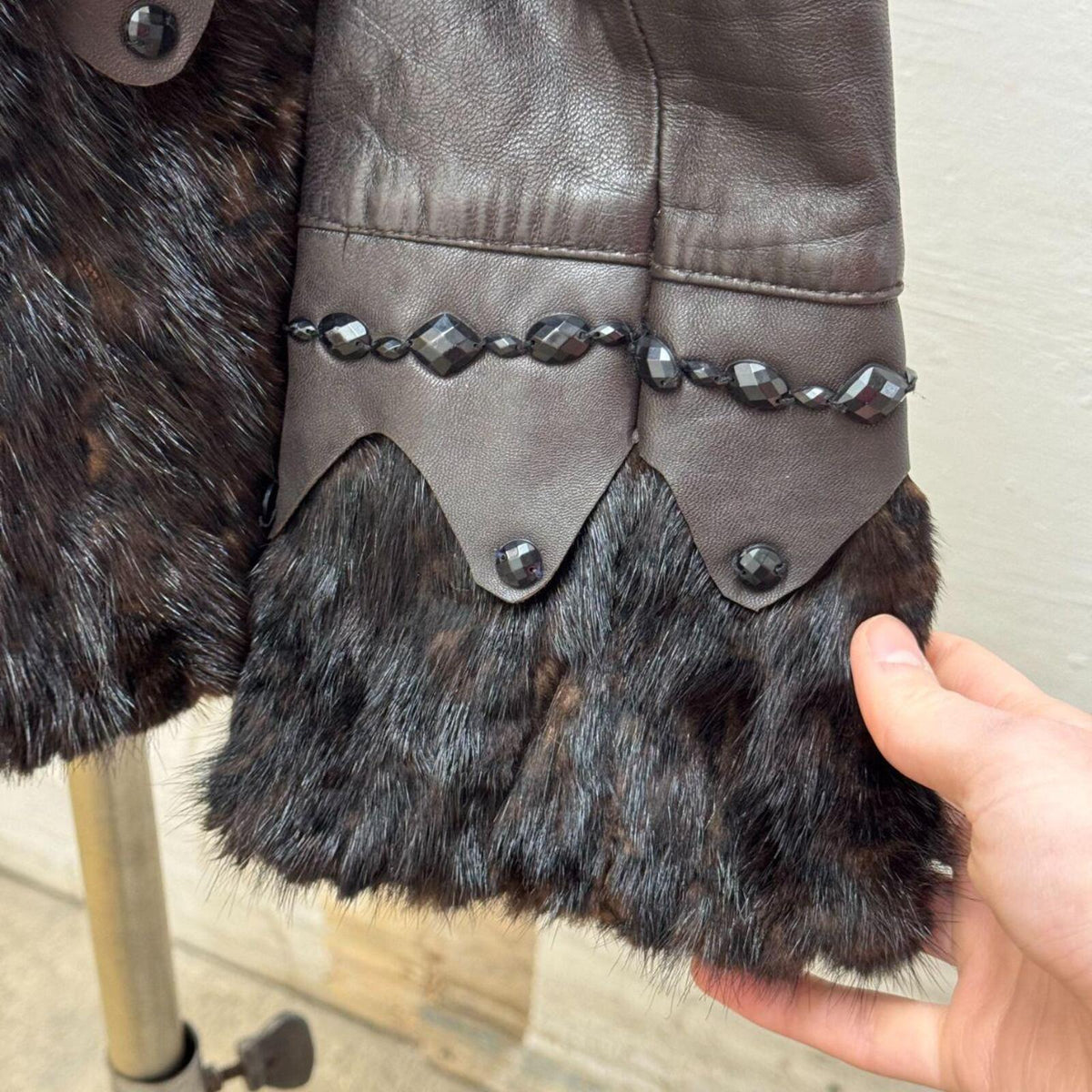 Y2K Vintage Mink Fox Luxury Fur & Leather Jacket Coat
