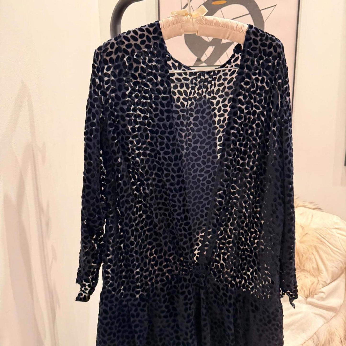Antique 20s Silk Burnout Velvet Plunge Dress Flapper Devoré