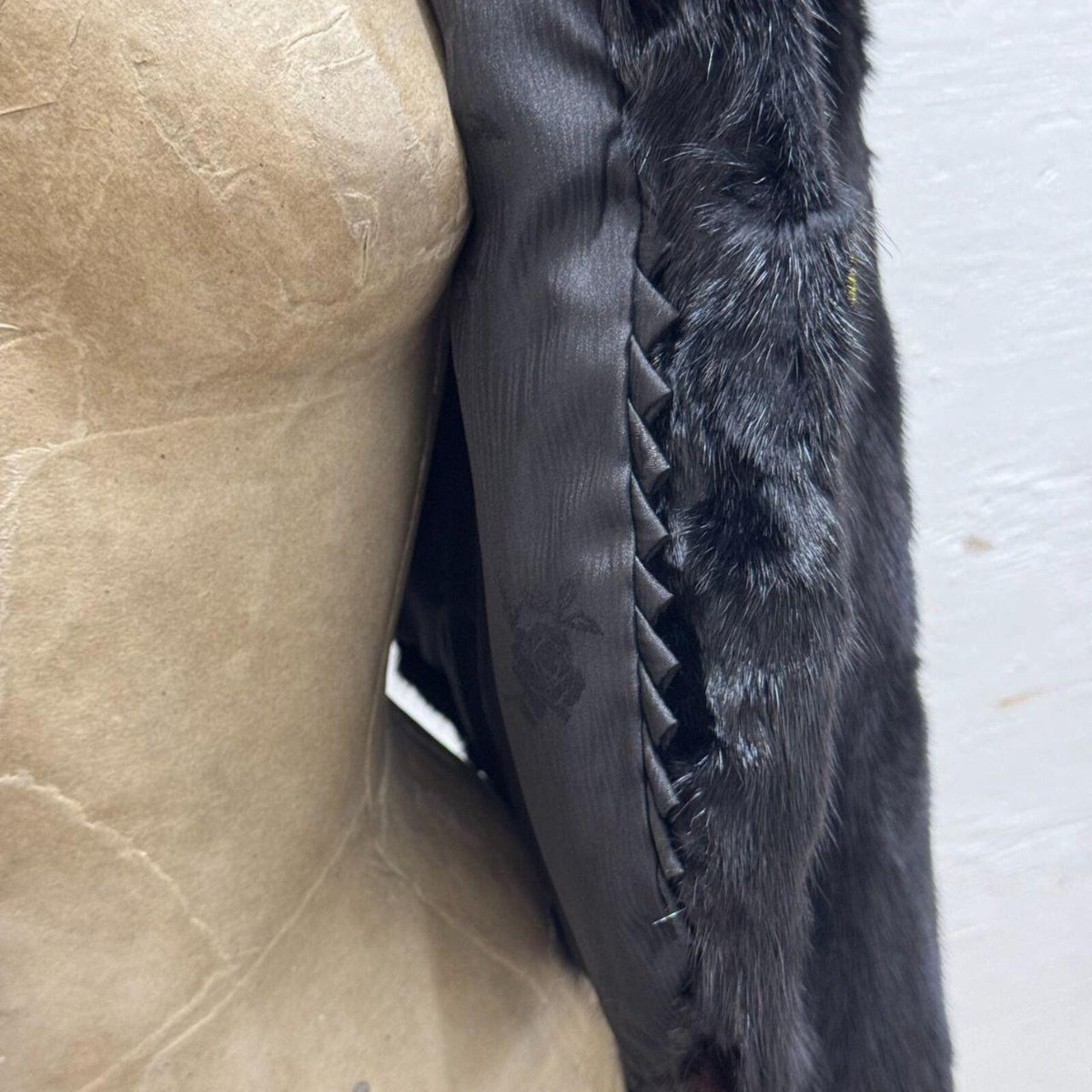 Vintage Black Rabbit & Fox Fur Jacket Coat